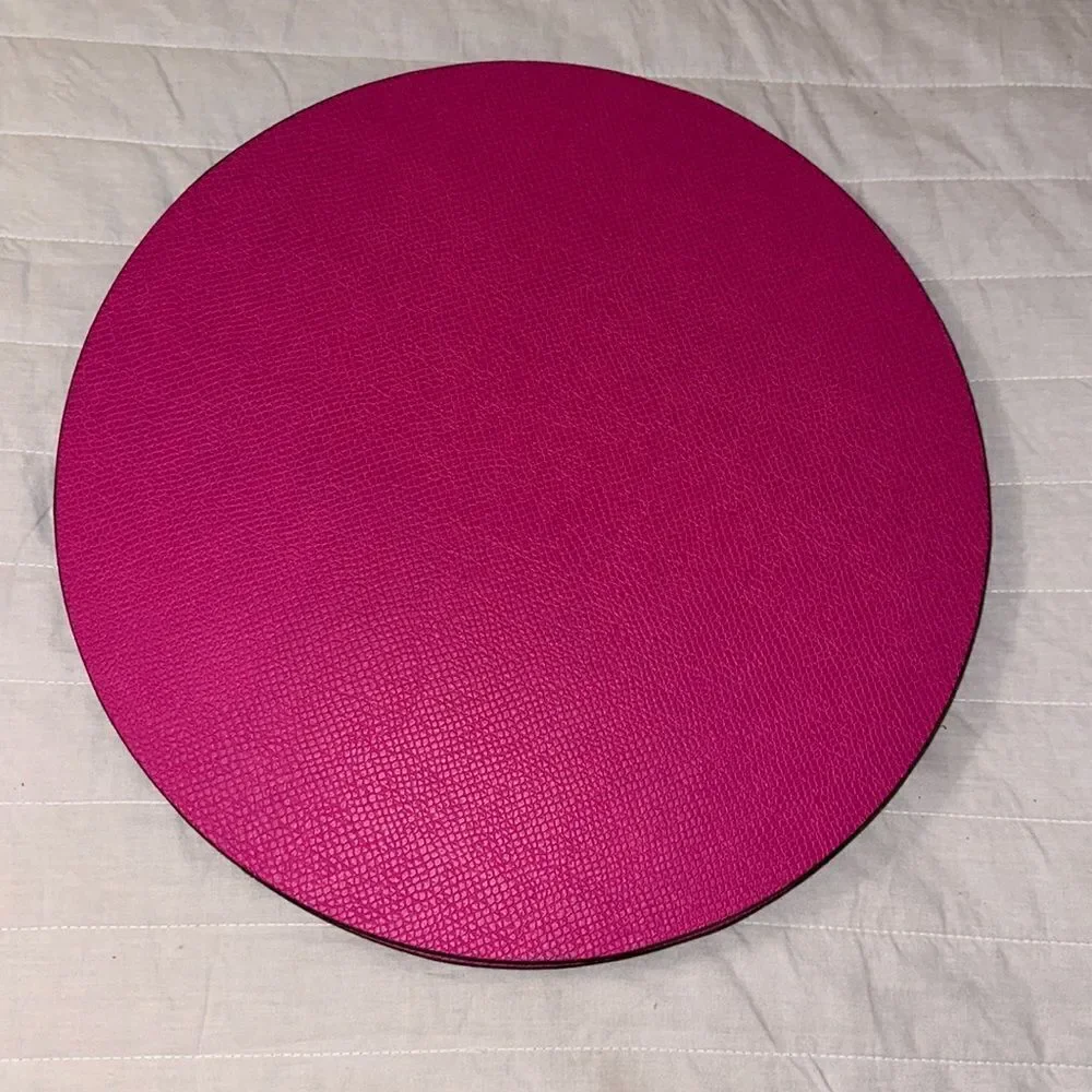 Set of Snakeskin Round Pebbled Faux Leather Vinyl Placemats, Table Runner ++++